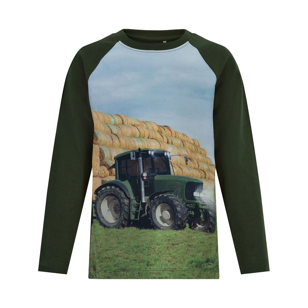 Long Sleeved Organic Cotton Top - Big Green Tractor, age 7 years