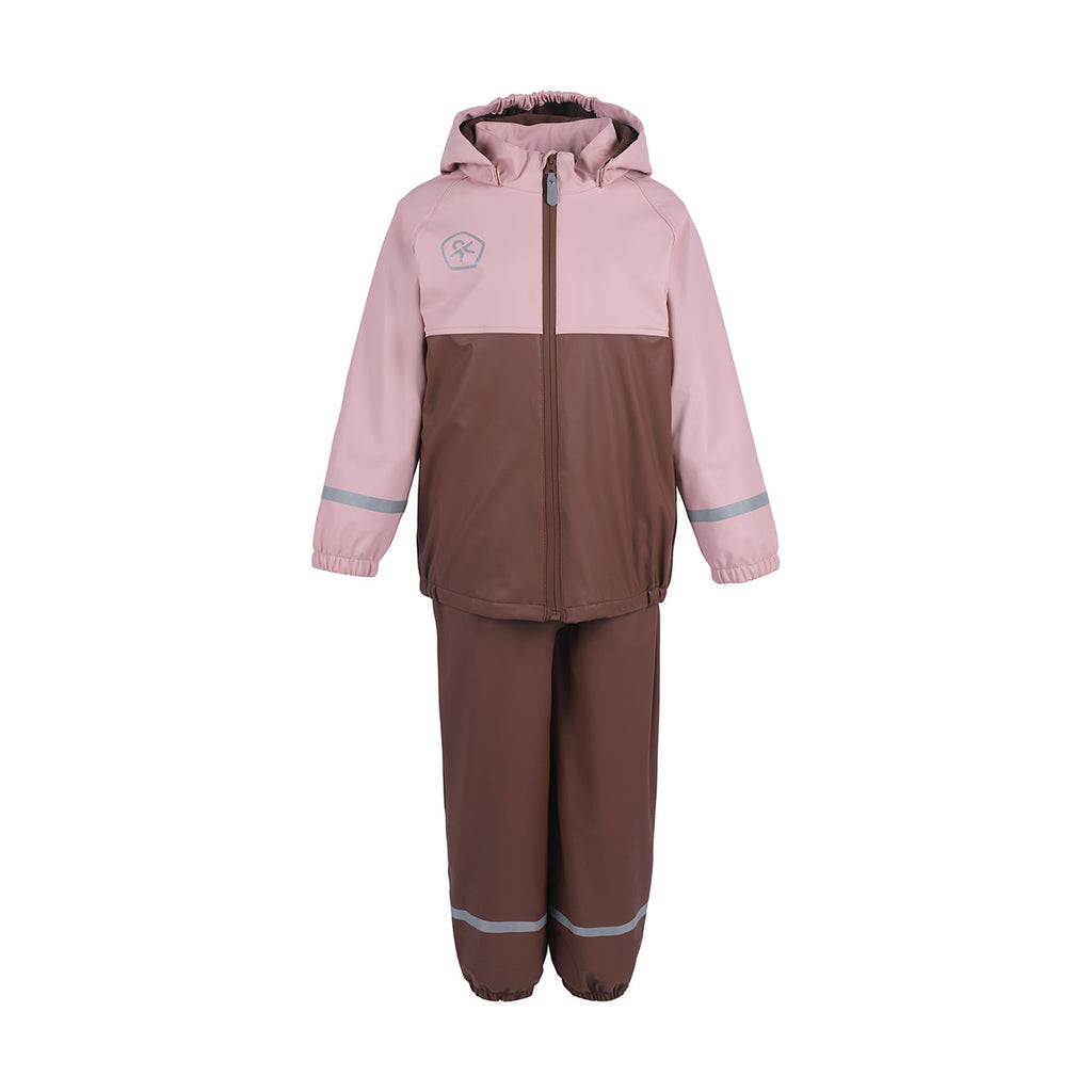 Fleece-lined Waterproof Dungarees & Jacket Set, Pink/Hazel, age 7-8 years