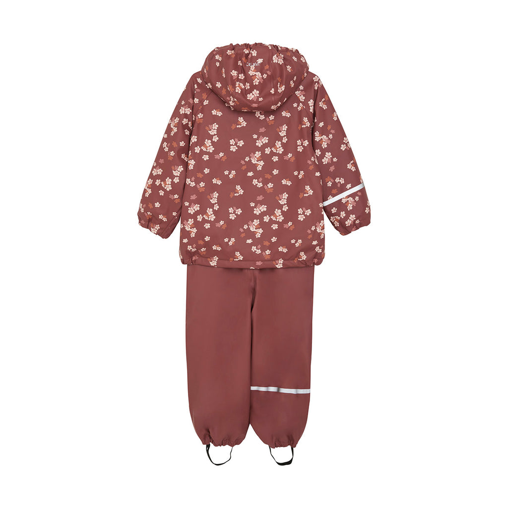 Fleece-lined Waterproof Trousers & Jacket Set, Autumn Flowers, ages from 5 to 9 years