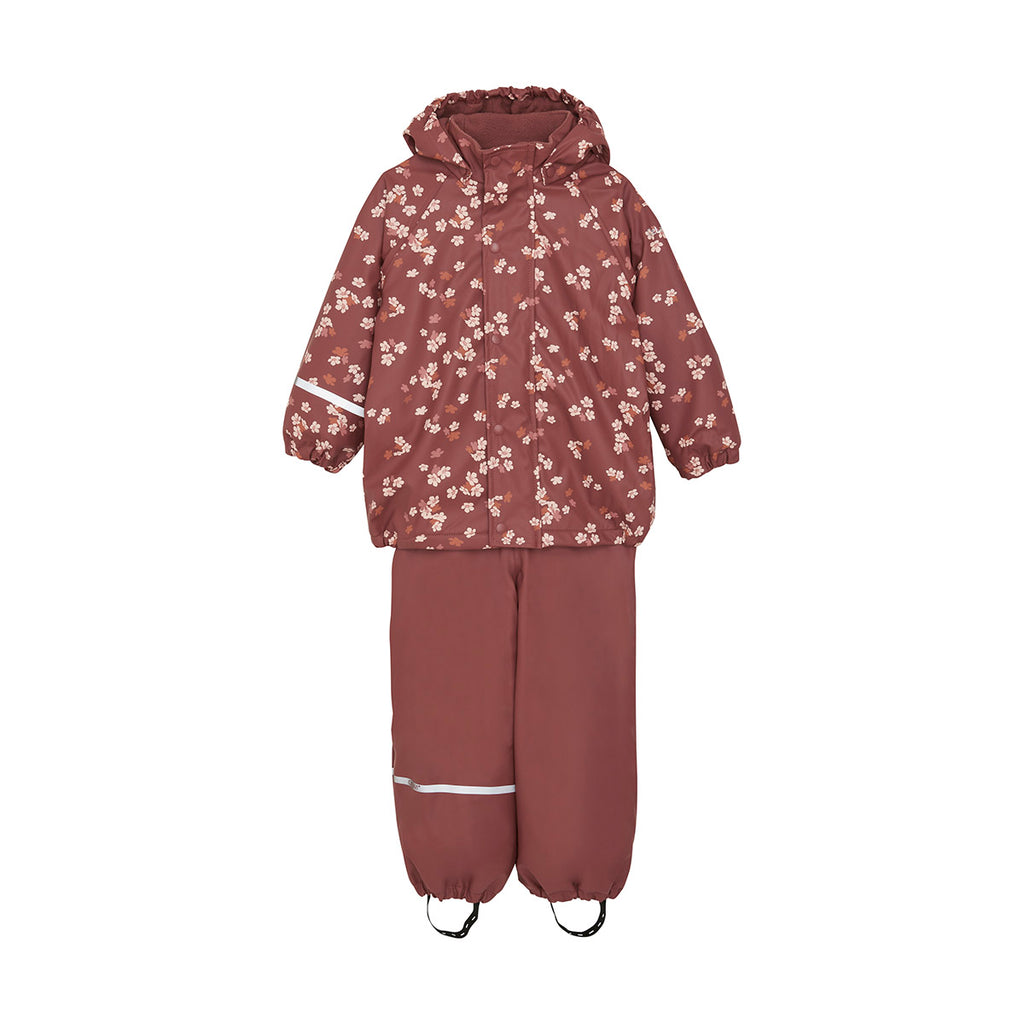 Fleece-lined Waterproof Trousers & Jacket Set, Autumn Flowers, ages from 5 to 9 years