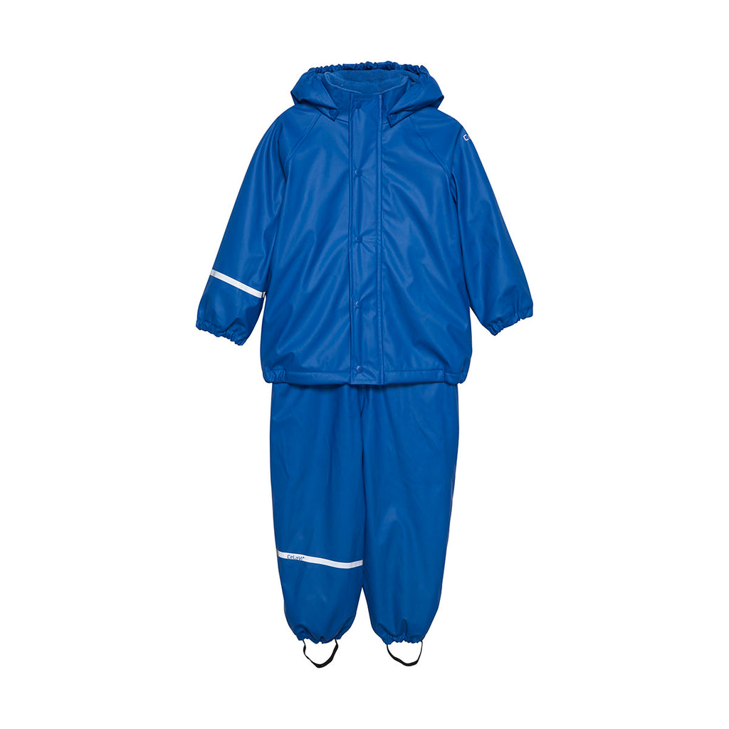 Fleece-lined Waterproof Trousers & Jacket Set, Blue, age 6-7