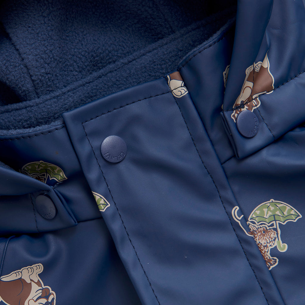 Fleece-lined Dungarees & Jacket Rain Set, Blue Doggies, ages from 1-4 years
