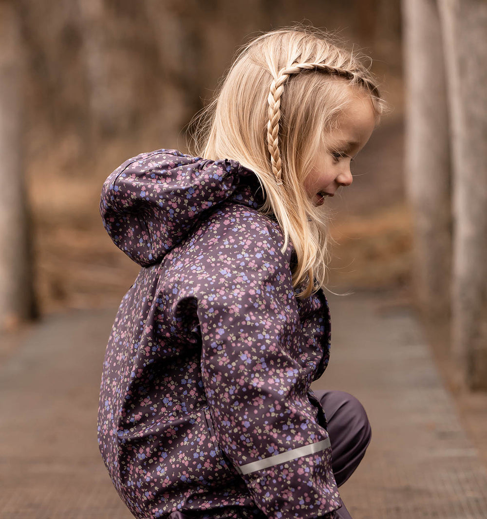 New! Fleece-lined Waterproof Overall, Purple Flowers, sizes from  1-5 years