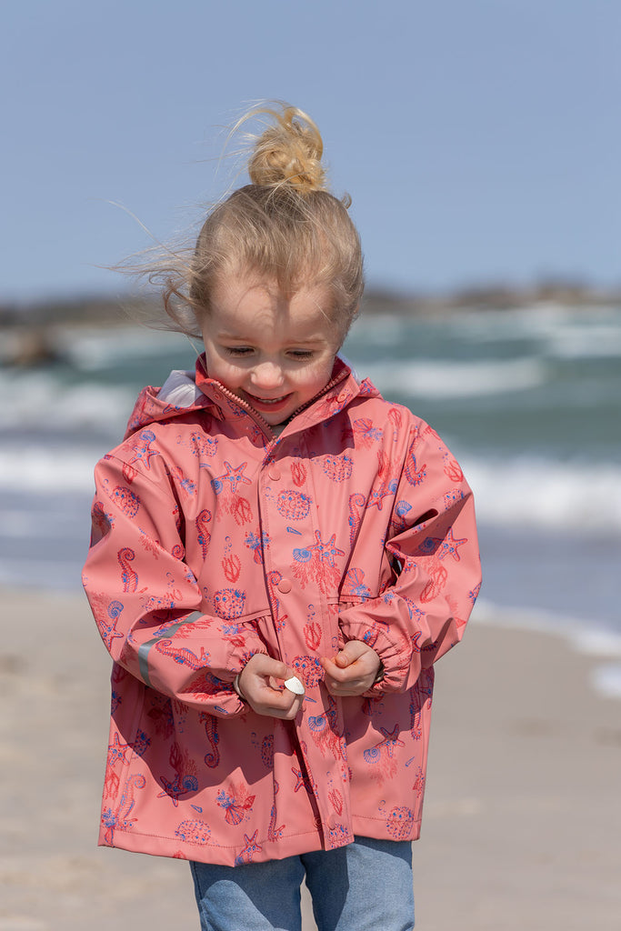 New! Pink Sea Friends Waterproof Jacket, ages 1-8