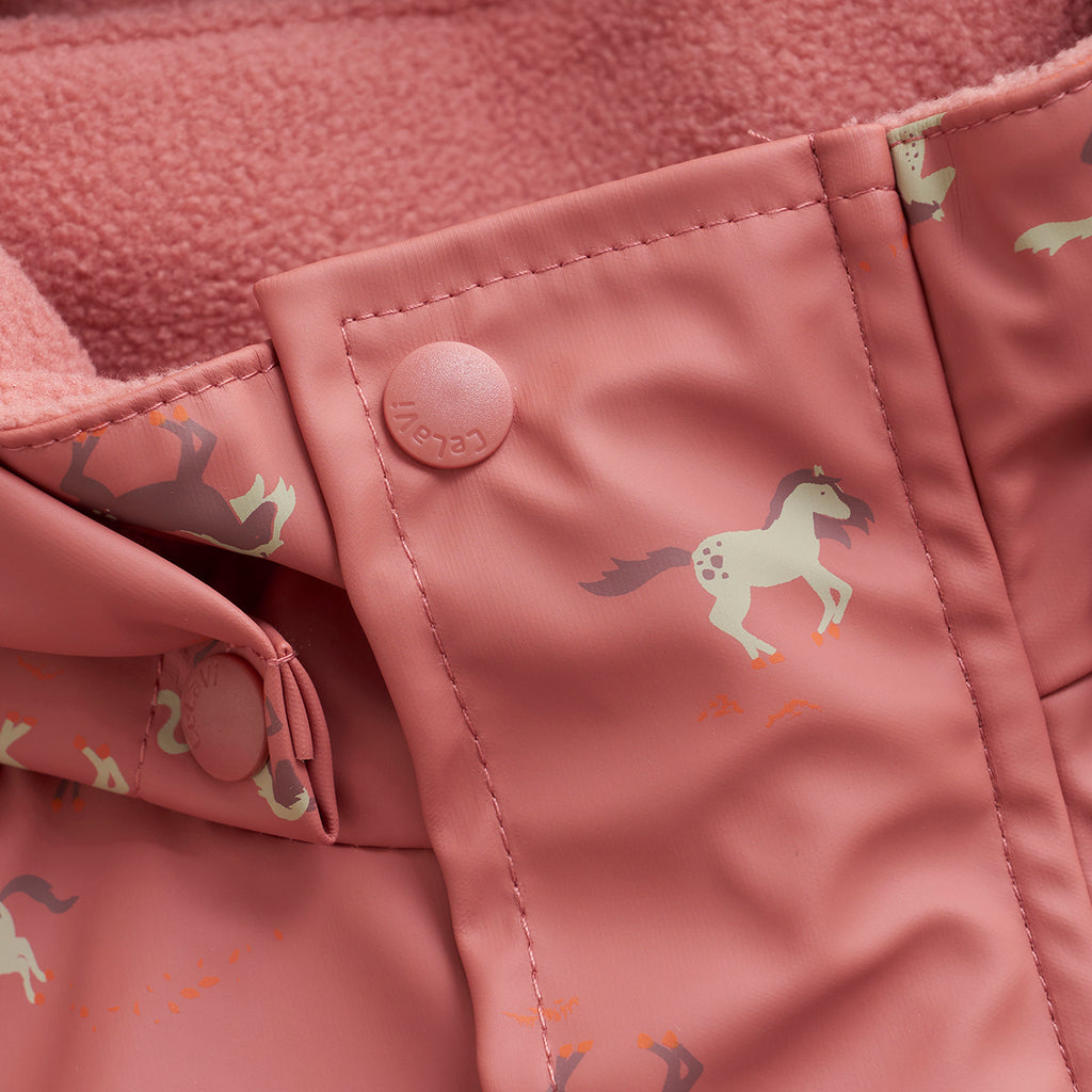 Fleece-lined Waterproof Overall, Pink Ponies, sizes from 1 - 4 years