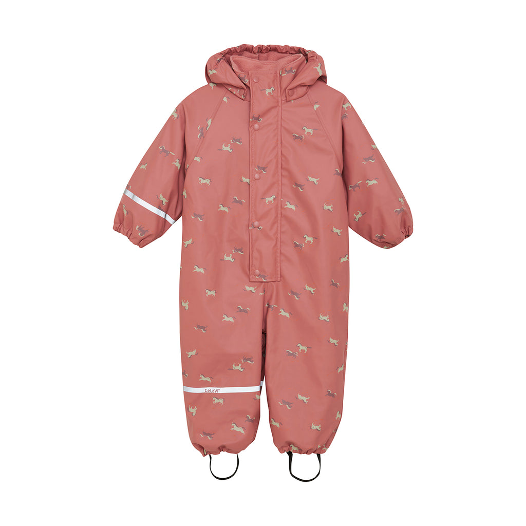 Fleece-lined Waterproof Overall, Pink Ponies, sizes from 1 - 4 years