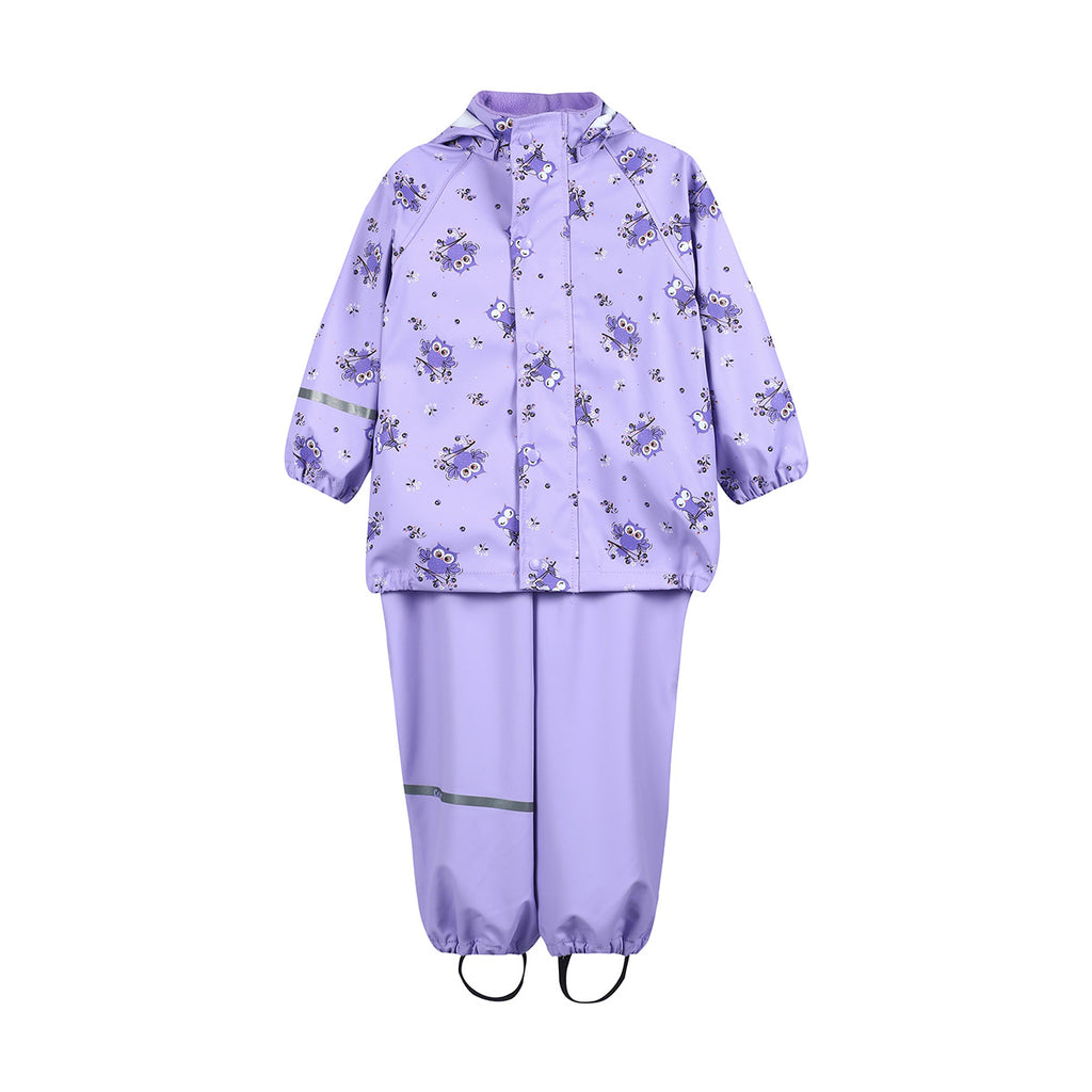 Lilac Owls Trousers & Jacket Waterproof Set, age 6-7 years