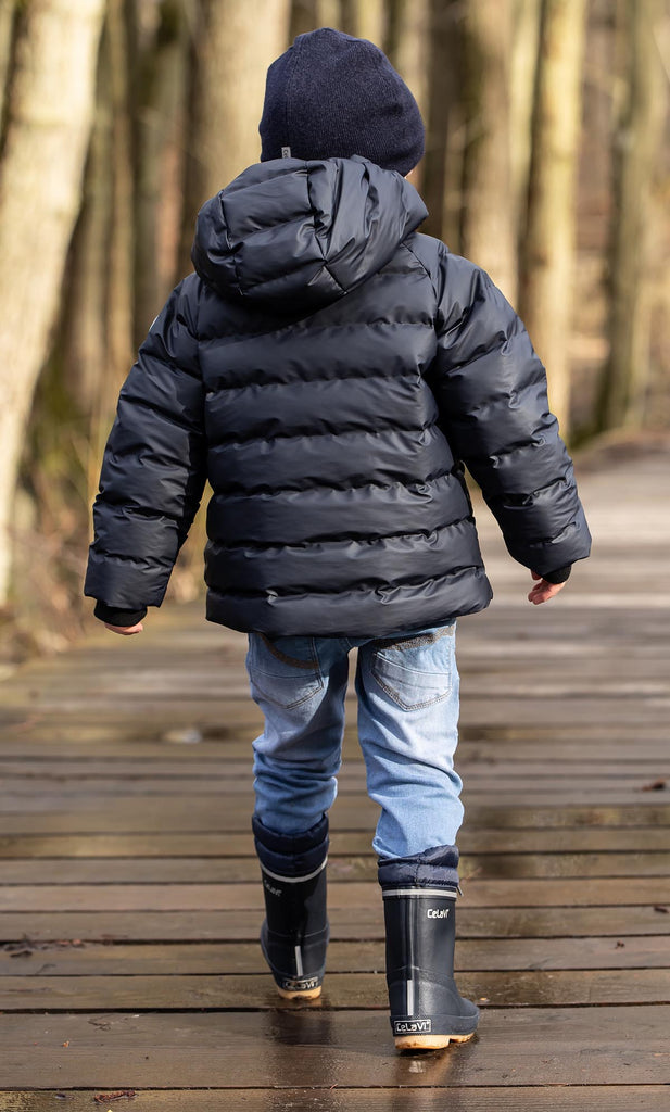 Natural Rubber Winter Lined Wellies - Navy, sizes EU26 & EU31