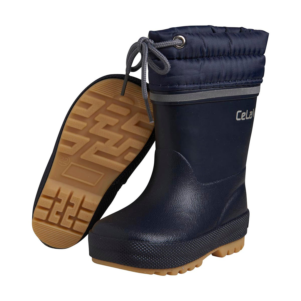 Natural Rubber Winter Lined Wellies - Navy, sizes EU26 & EU31