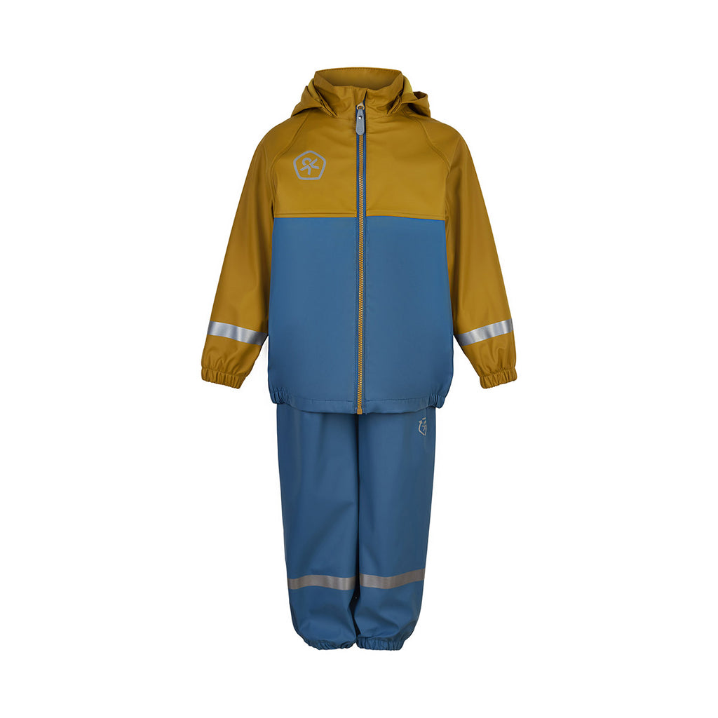 Waterproof Dungarees & Jacket Set, Blue/Yellow, age 2-3 (small fit)